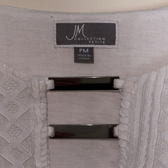 EC JM Collection women’s white blouse Petite RN 114068lace texture overlay look - Picture 3 of 9